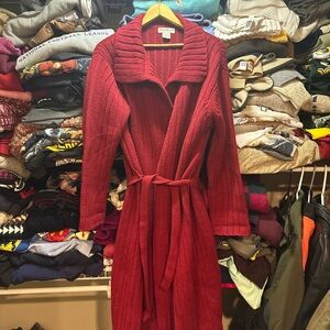 Vintage Eddie Bauer Women’s Long Chunky Knit Wool Blend Cardigan Coat Sz Medium